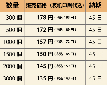 117322シンプル&ホワイト表紙オリジナル価格表
