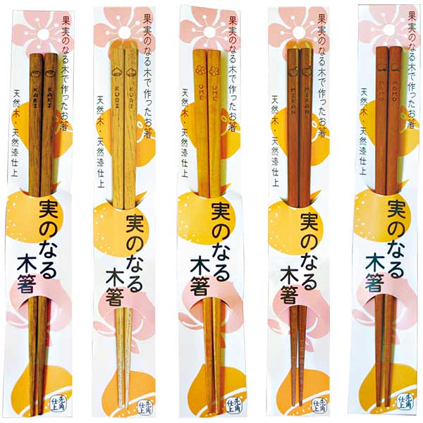 実のなる木箸22.5cm 台紙付1膳