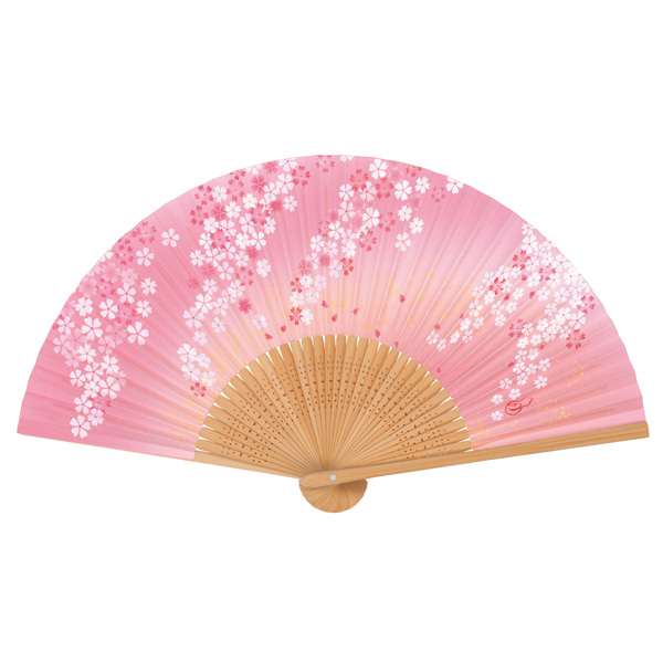 婦人用扇子 白竹中彫 桜（香り付）