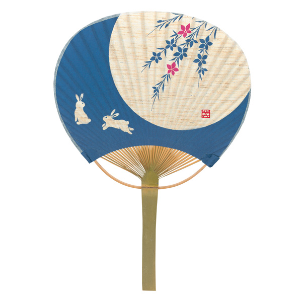 小丸竹うちわ 色分け うさぎ