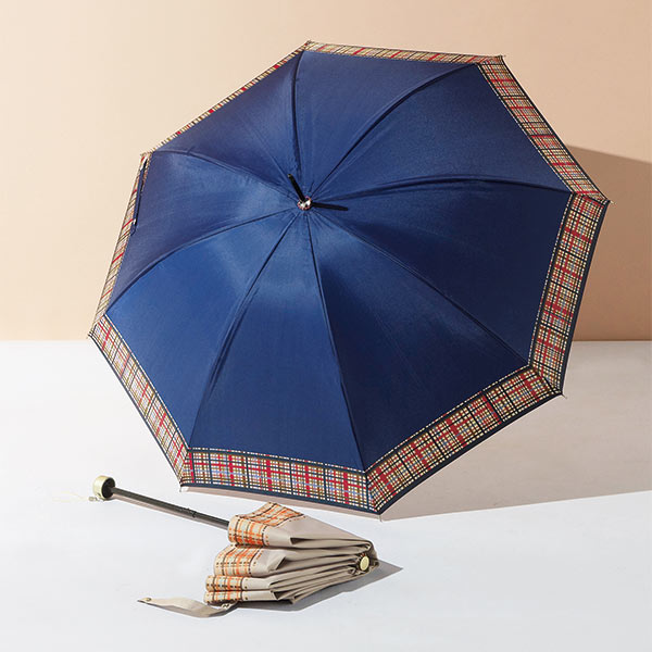 マドラスチェック 晴雨兼用折りたたみ傘