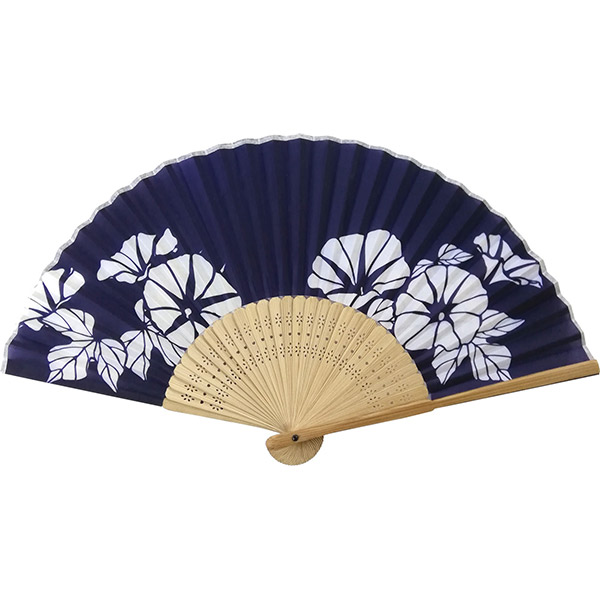 すす竹扇子 朝顔 紺
