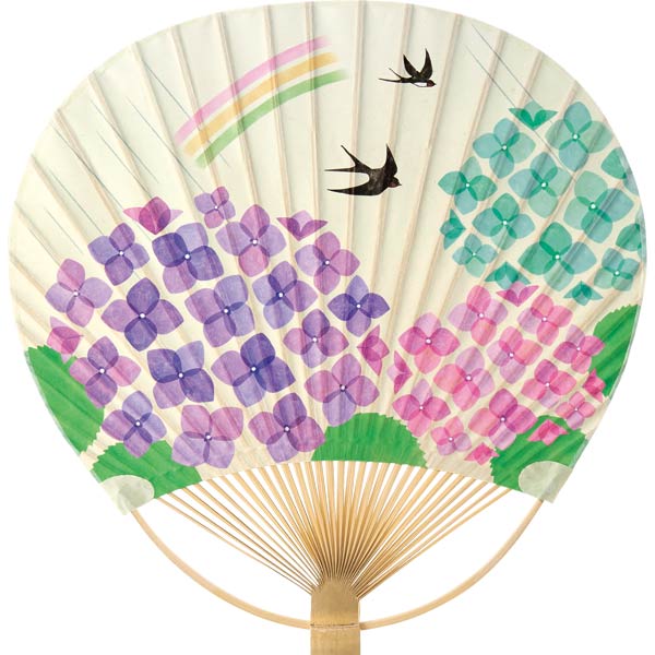 取扱終了｜丸型竹うちわ（あじさい）｜101929｜商品詳細