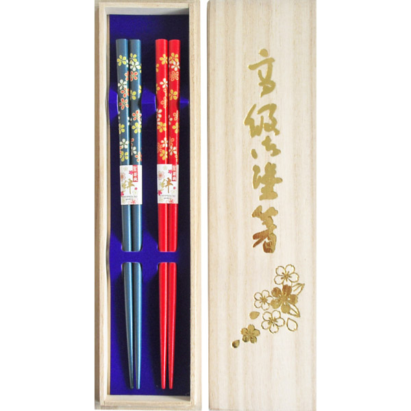 乾漆塗箸 小花 2膳桐箱入