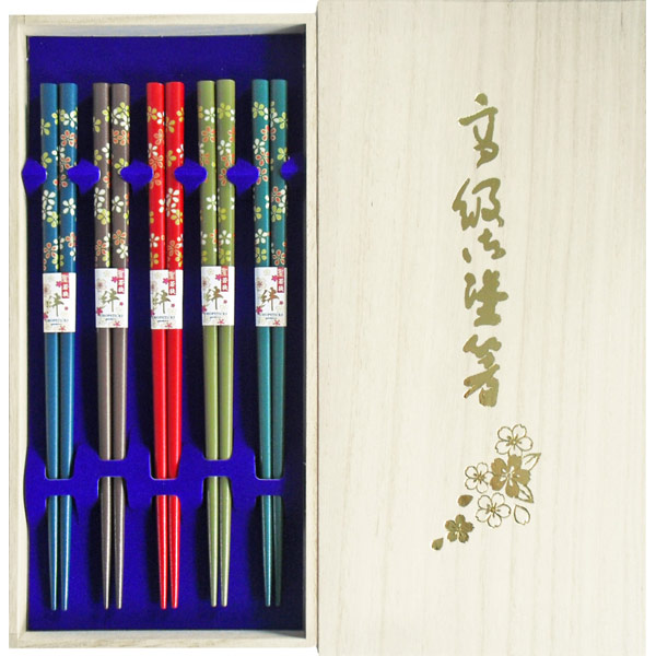 乾漆塗箸 小花 5膳桐箱入