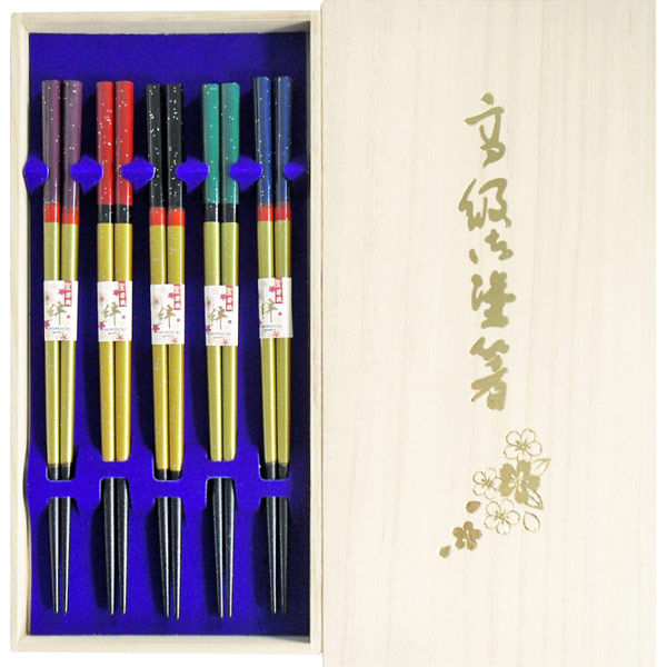 塗箸 光琳吹雪 5膳桐箱入