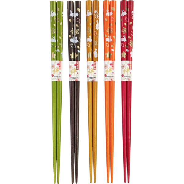 食洗機対応染塗箸 桜うさぎ（若狭塗）