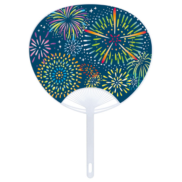 夏のノベルティに！コンパクトうちわ（エコマーク入り） 花火（絵）