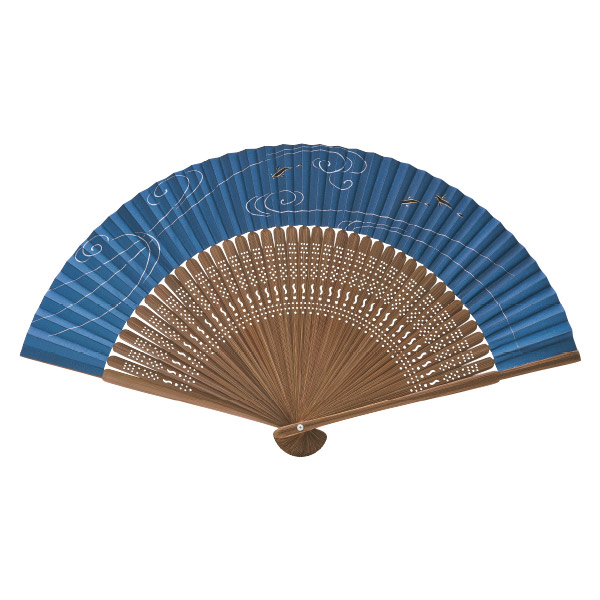 男物扇子 鮎（青）