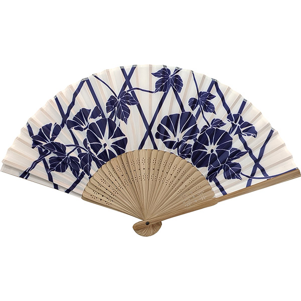 すす竹扇子 涼風朝顔