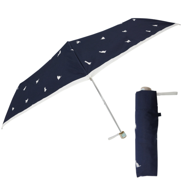 レディース 50cm×5本骨 折りたたみFRP シルエットキャット柄