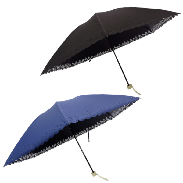 晴雨兼用 55cm×6本骨 折りたたみ 無地 裾ヒートカット