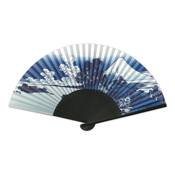 紳士用扇子75型35間　富嶽三十六景　藍