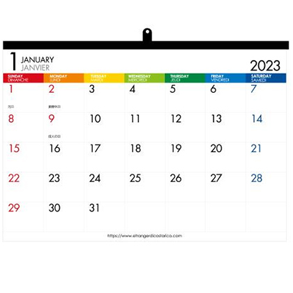 A2壁掛カレンダー2023 カラーバー