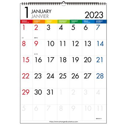 A3壁掛カレンダー2023 カラーバー