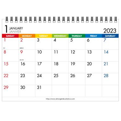 A5卓上カレンダー2023 カラーバー