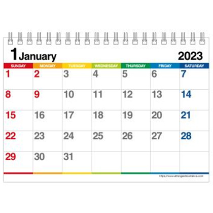 B6卓上カレンダー2023 カラーバー