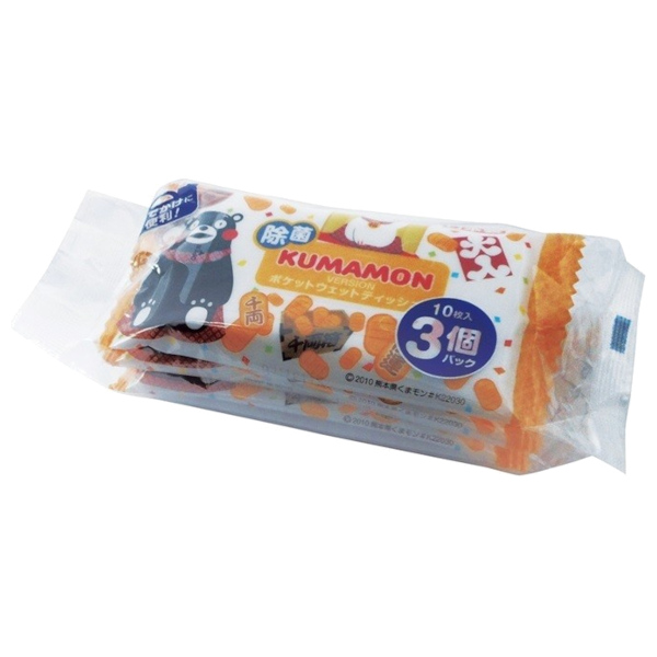 くまモン 除菌ポケットウェットティッシュ10枚3P
