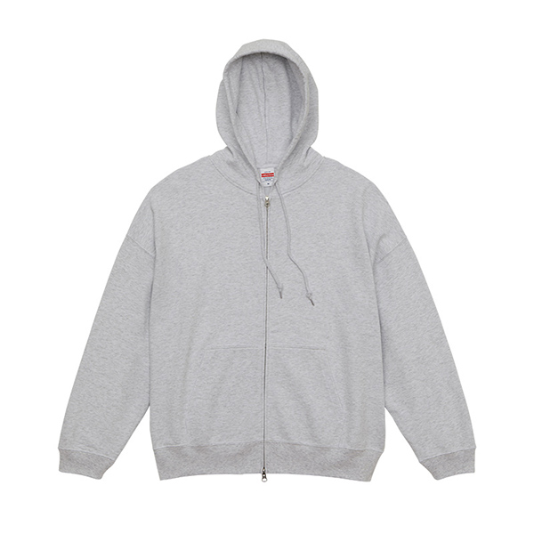 10.0オンス ビッグシルエット スウェット フルジップ パーカ（裏パイル） XLサイズ アッシュ