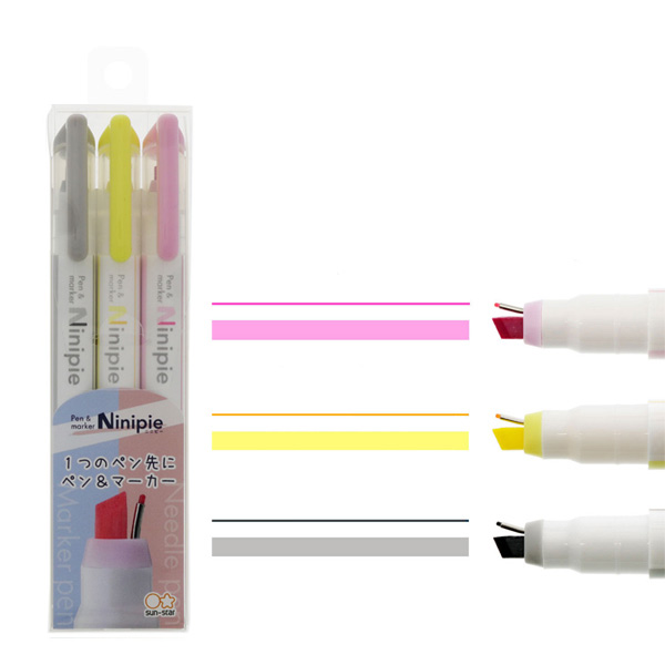 サンスター文具 ペン＆マーカー Ninipie（ニニピー） 3本セット