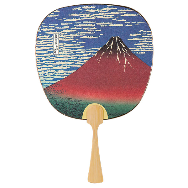 中型うちわ 北斎・赤富士