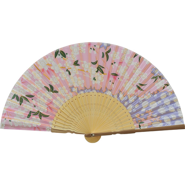 婦人用シルク扇子 山桜 ピンク