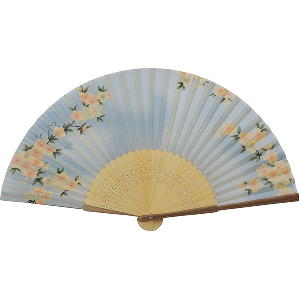 婦人用シルク扇子 修善寺桜 水色
