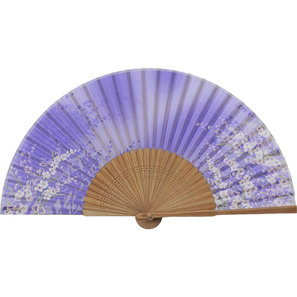 婦人用シルク扇子 秋の草花 紫