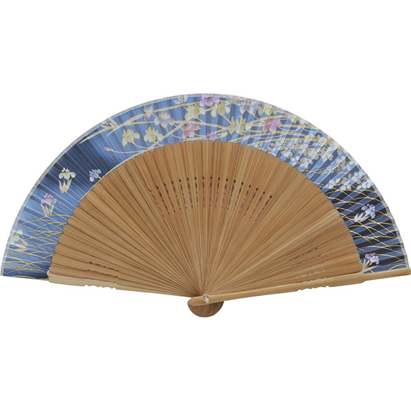 婦人用シルク扇子 菖蒲の流れ 短地
