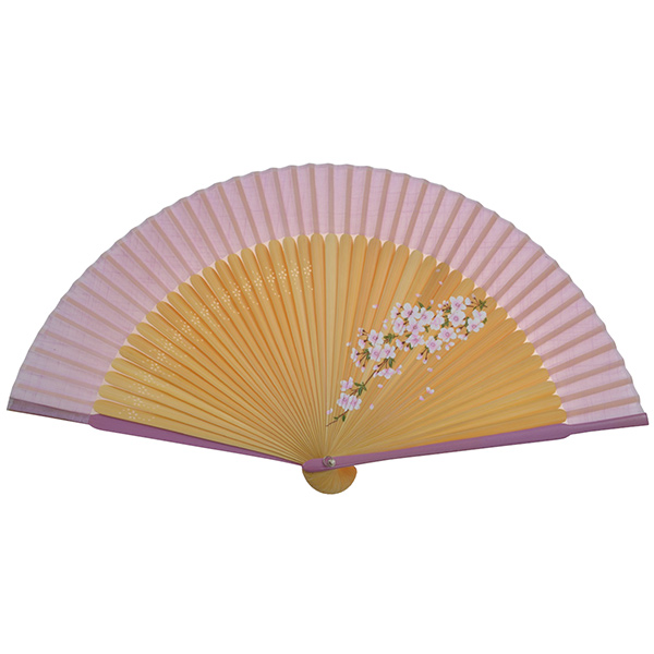 婦人用綿扇子 雨情枝垂 桃花色 短地＋ペインテックス