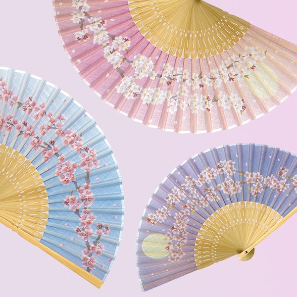 婦人用布扇子 花見桜