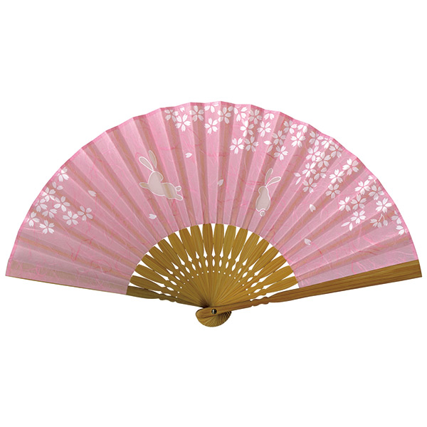 婦人用布扇子 逆透かし うさぎ