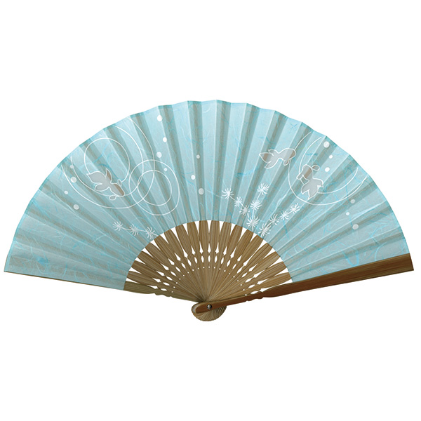 婦人用布扇子 逆透かし 金魚