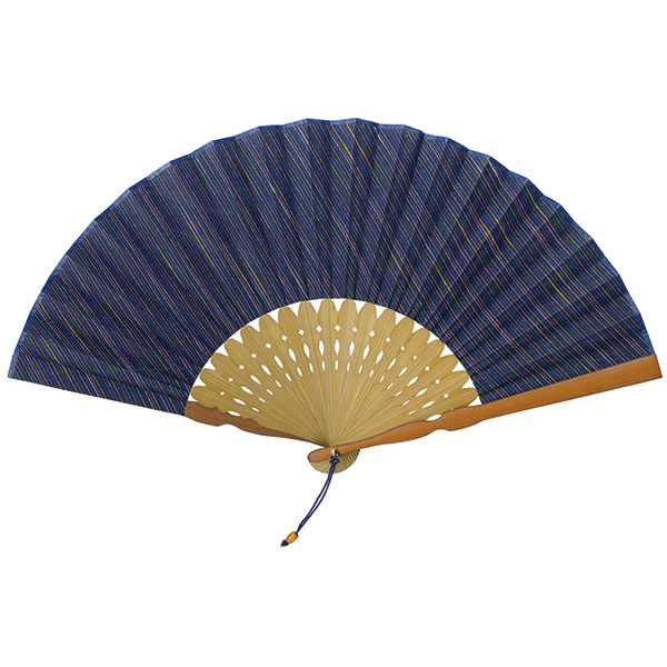 婦人用布扇子 遠州綿紬 天の川（チャーム付き）