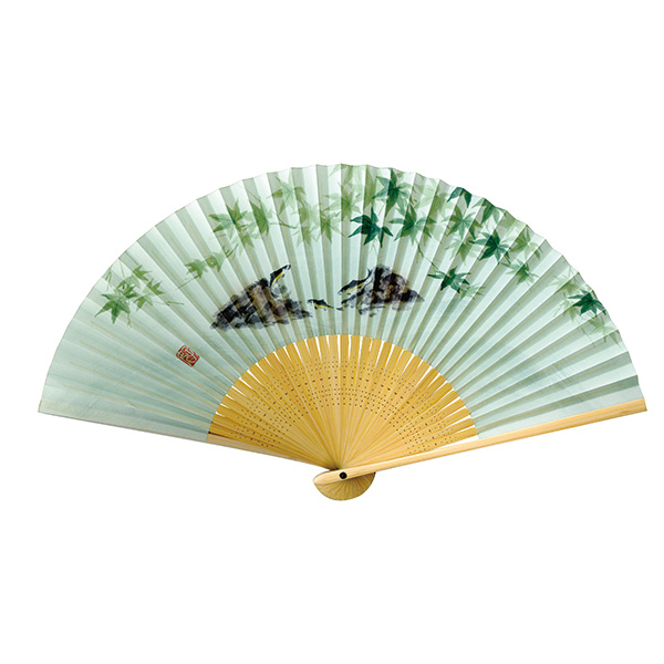 紳士用紙扇子 白竹 鮎