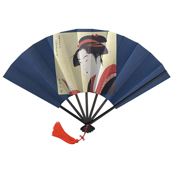 黒骨 歌麿美人画 飾り扇子 紺紙 小伊勢屋おちえ