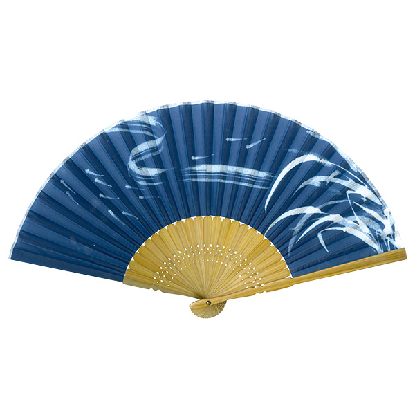 紳士用布扇子 白抜墨絵 目高