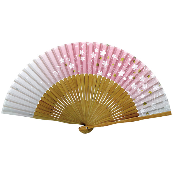 婦人用布扇子 短地ぼかし 桜