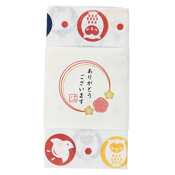 年末年始・干支グッズの「ありがとうございます」手ぬぐい縁起どうぶつ