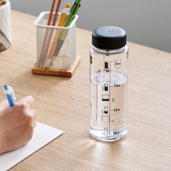 脱水症対策 時間メモリ付きボトル 500ml