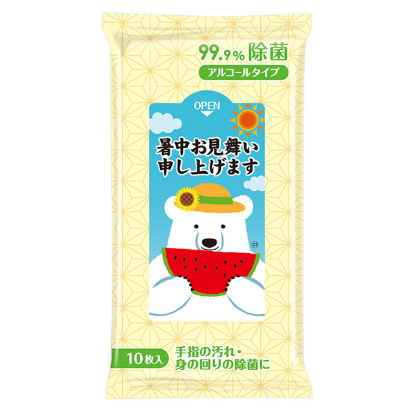 暑中お見舞い申し上げます しろくま 99.9％除菌ウェットティッシュ