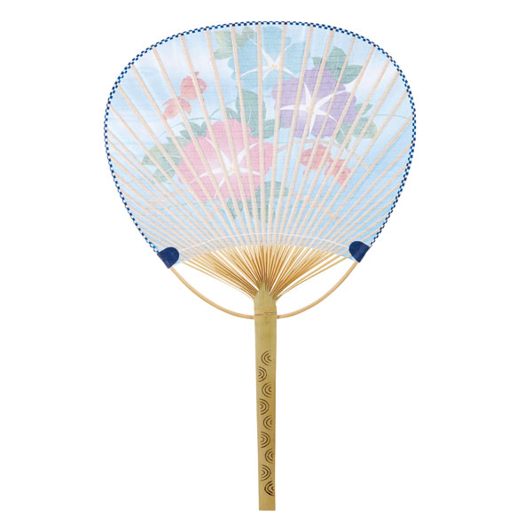 中万型竹うちわ 朝顔金魚