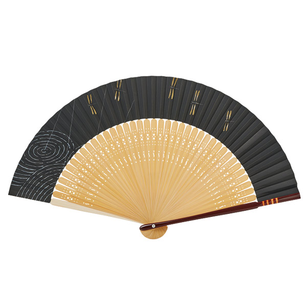 男物扇子 蜻蛉（黒）