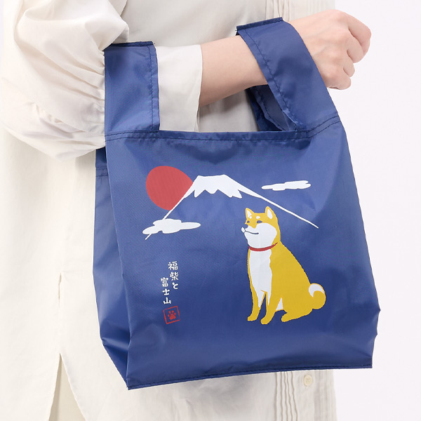 福柴と富士山 たっぷりマチのコンビニエコバッグ