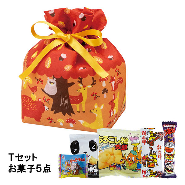 巾着　小　森のどうぶつ柄FP　Tセット（駄菓子5点セット）