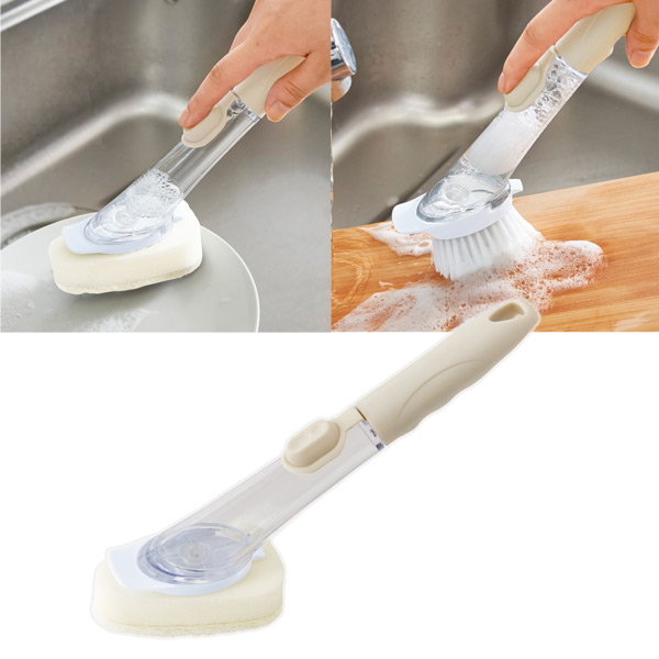 洗剤が出るキッチンお掃除スポンジ＆ブラシ
