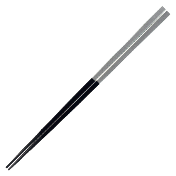 細身四角箸 23.5cm 銀/黒