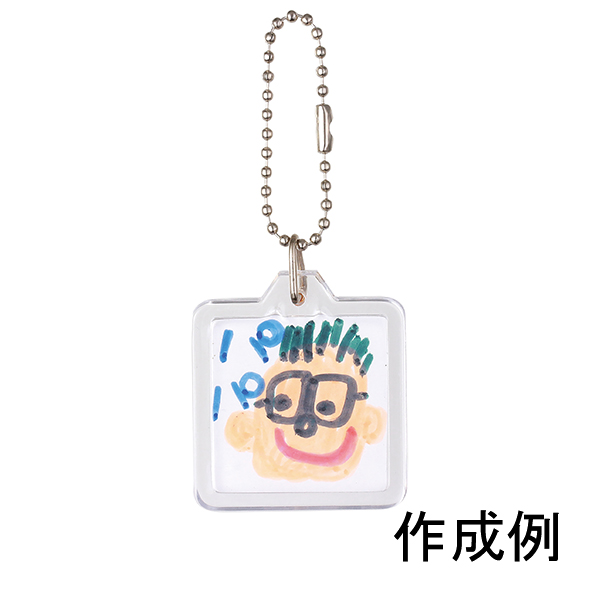 ワンタッチクリアキーホルダー 四角