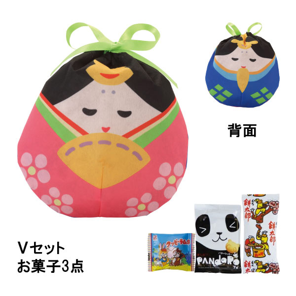 おてだま巾着　はまぐりひな柄FP Vセット（駄菓子3点セット）