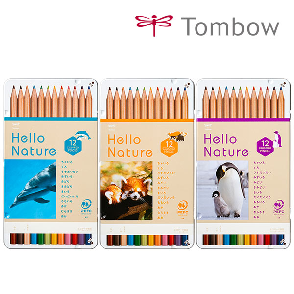 トンボ鉛筆 ハローネイチャー 缶入色鉛筆 12色